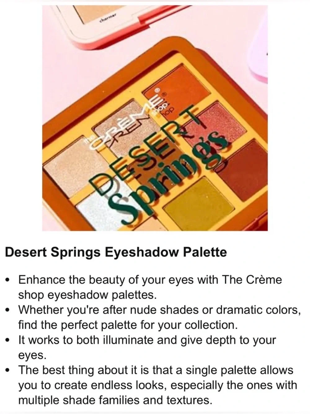 the Crème Shop Desert Springs 9-Color Eyeshadow Palette - Warm Neutrals